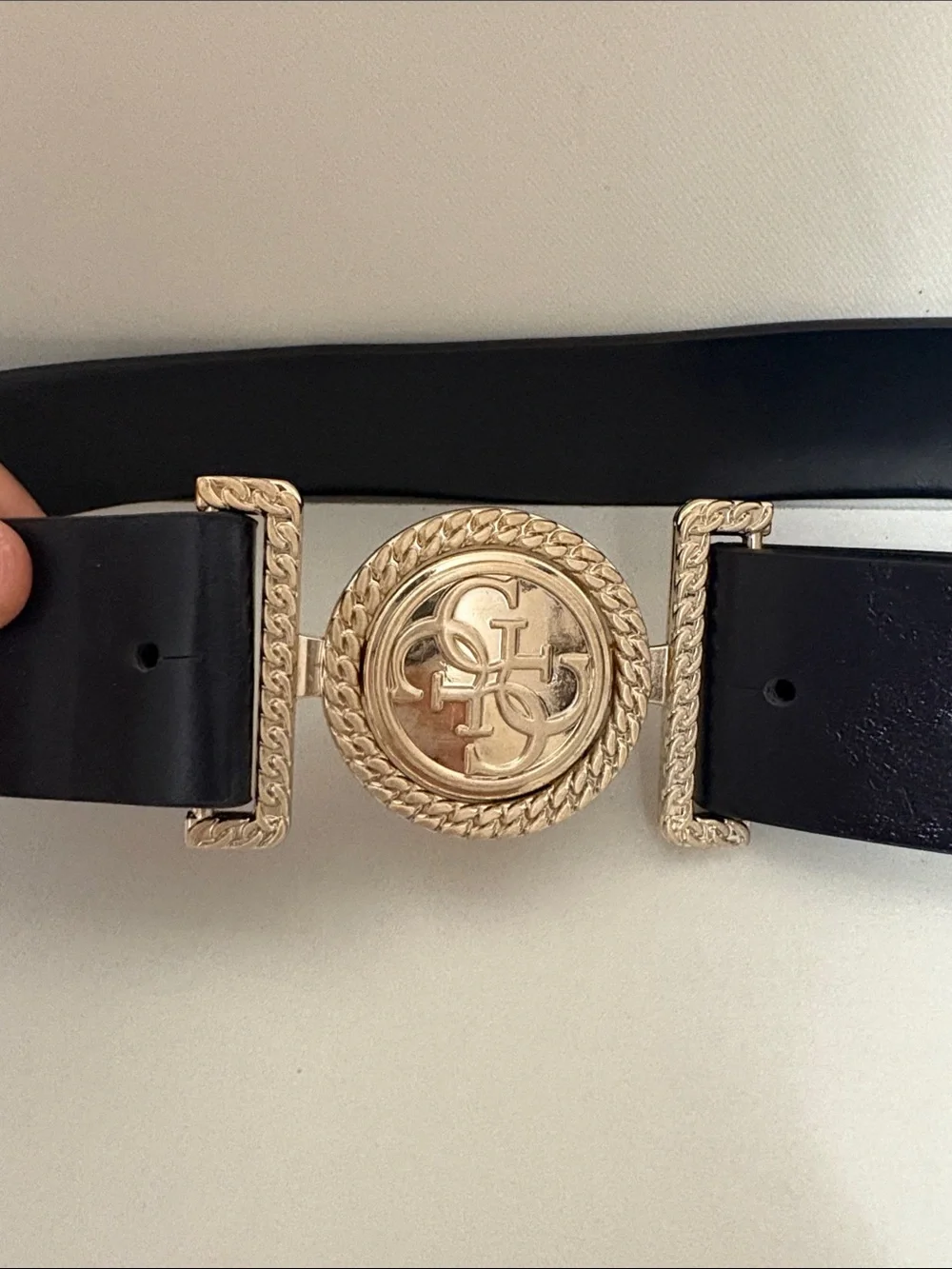Guess Navy Leather Waist Belt